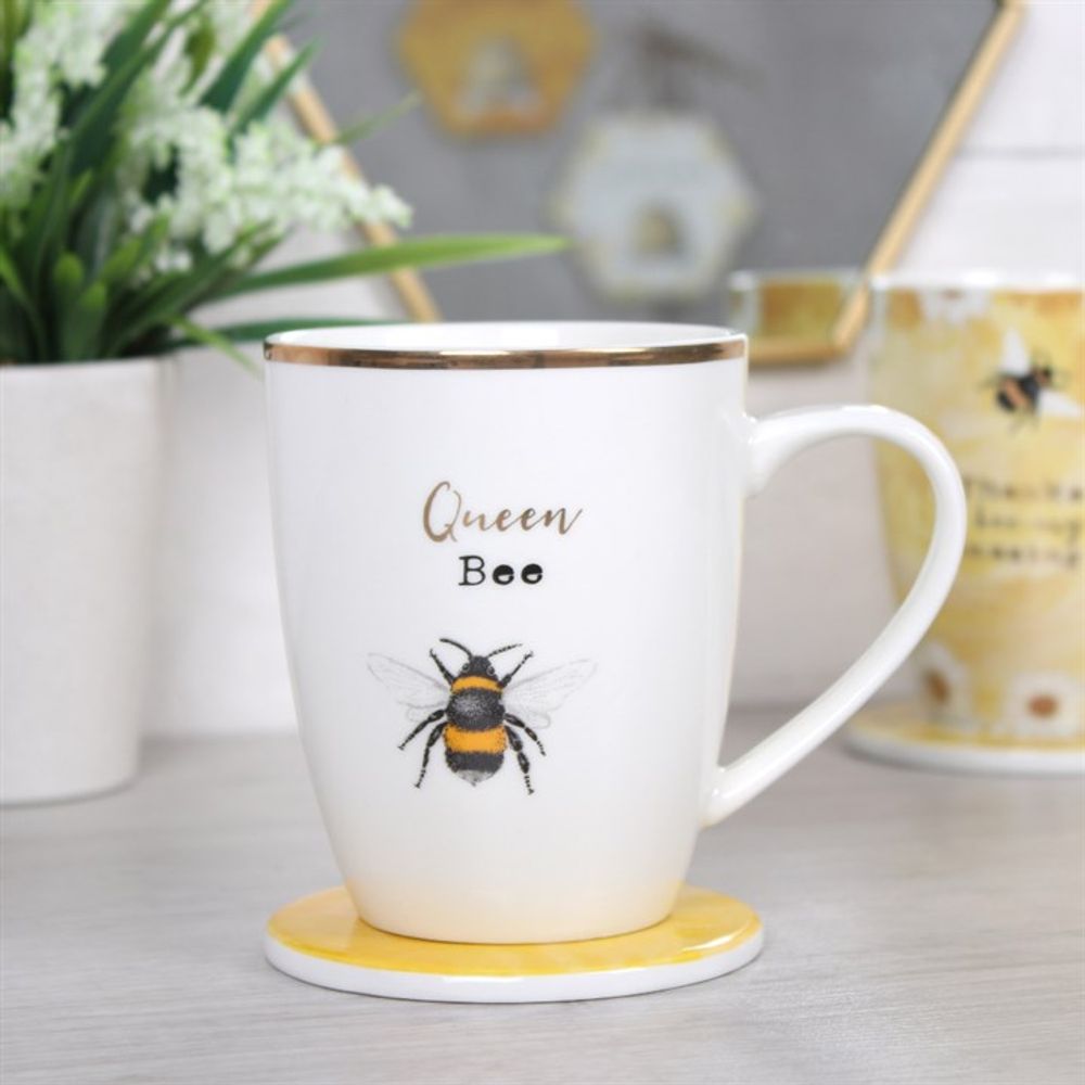 Queen Bee Ceramic Mug and Coaster Set N/A
