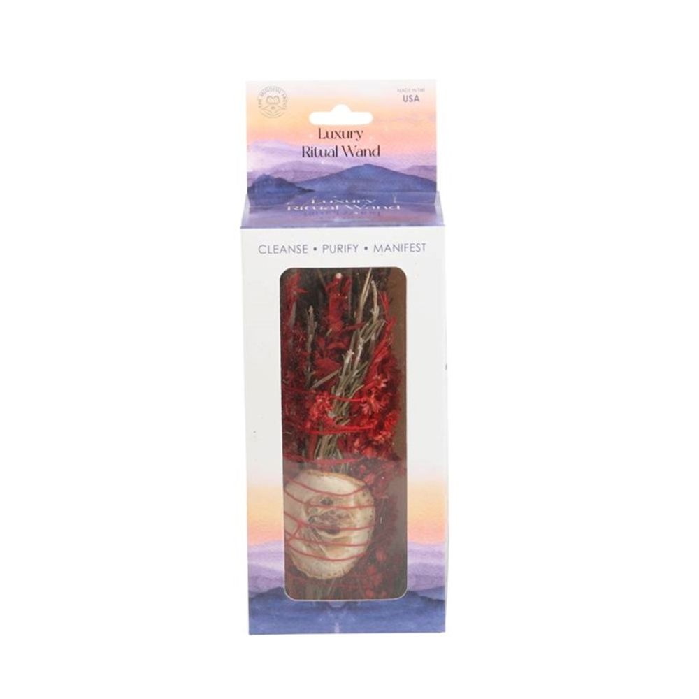 6in Ritual Wand Smudge Stick with Rosemary, Sage and Red Jasper N/A