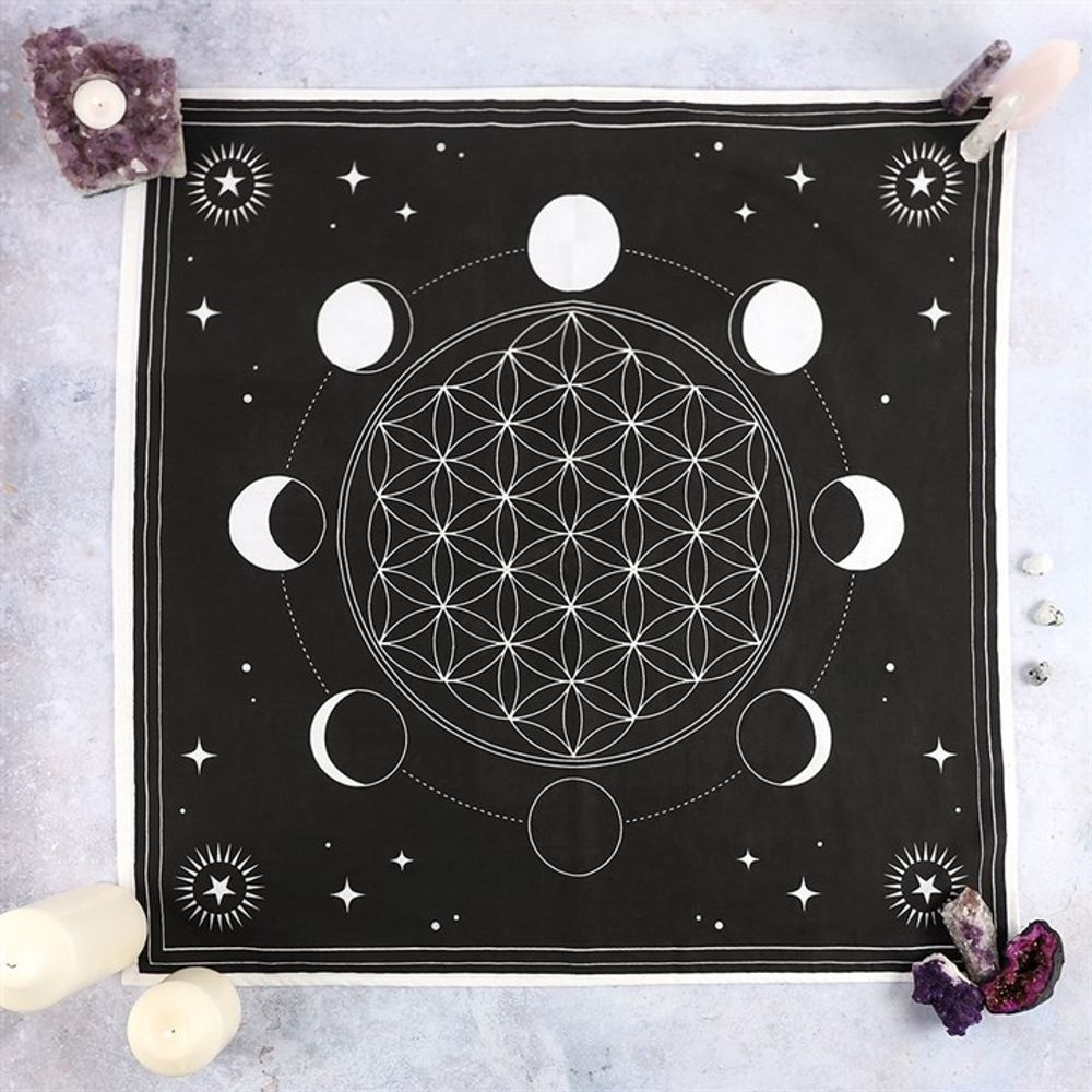 Moon Phase Crystal Grid Altar Cloth N/A