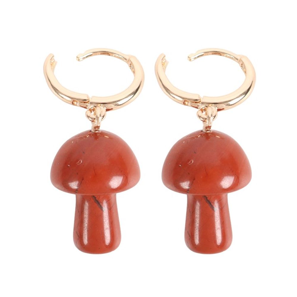 Red Jasper Crystal Mushroom Earrings N/A