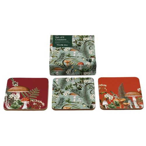 Set of 6 Forest Mushroom Coasters N/A