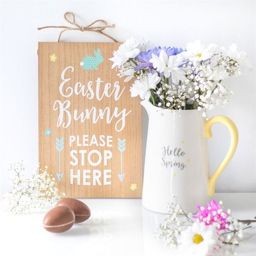 Easter Bunny Stop Here Hanging Sign N/A