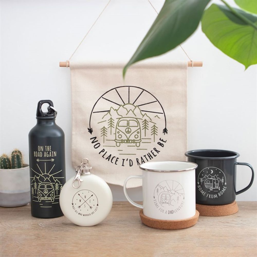 Happy Camper Hip Flask with Keyring N/A