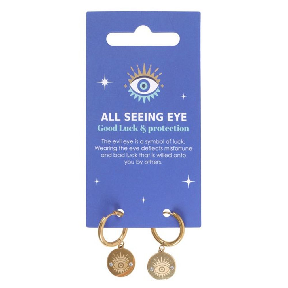 Gold Toned All Seeing Eye Earrings N/A