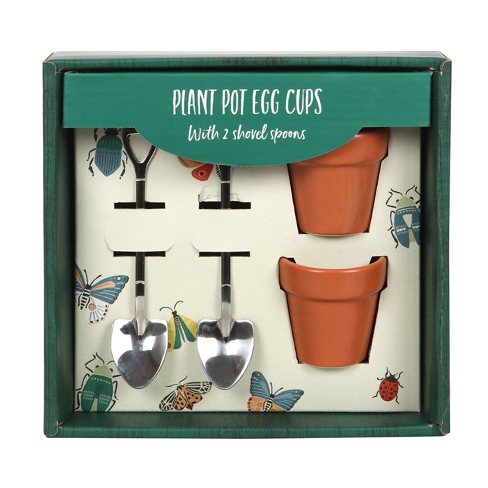 Plant Pot Egg Cup Set with Shovel Spoons N/A