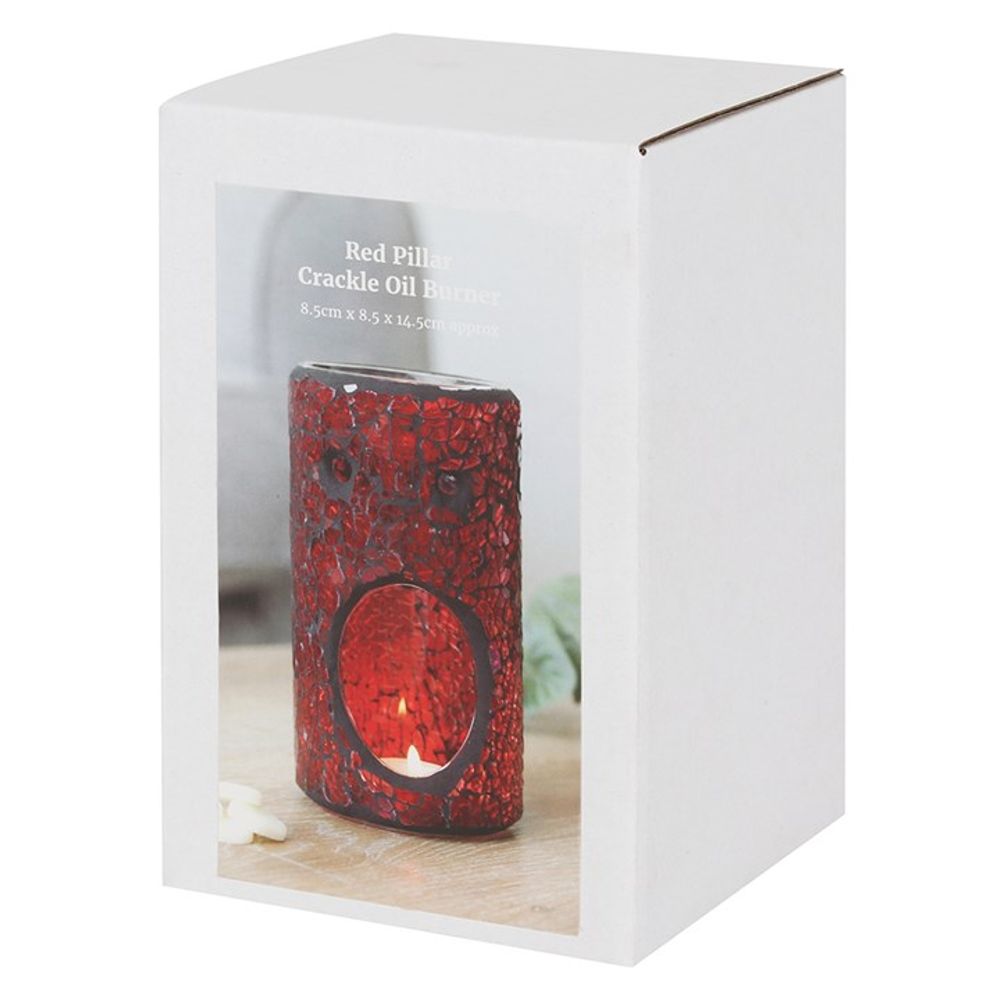 Red Pillar Crackle Glass Oil Burner N/A