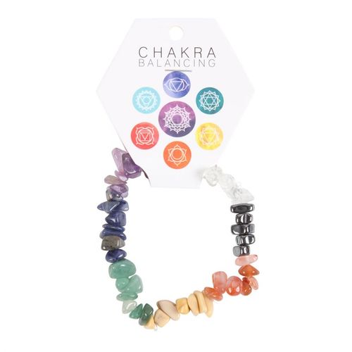 Set of 24 Chakra Crystal Chip Bracelets in Display Box N/A