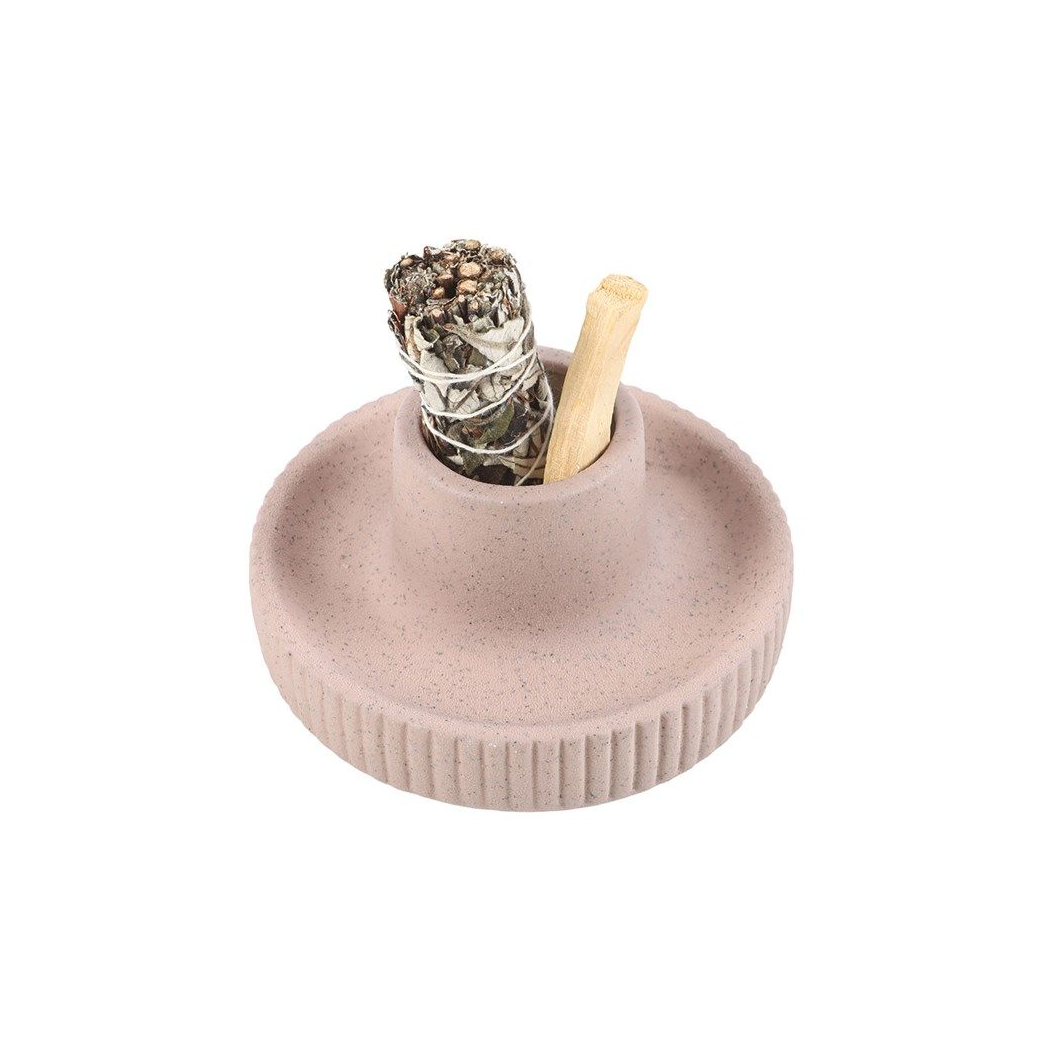 Greige Ribbed Smudge Bowl N/A