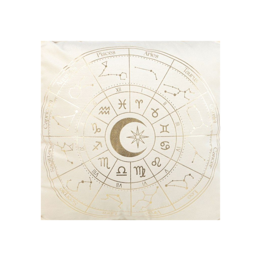 35cm Square Off White Astrology Wheel Cushion N/A