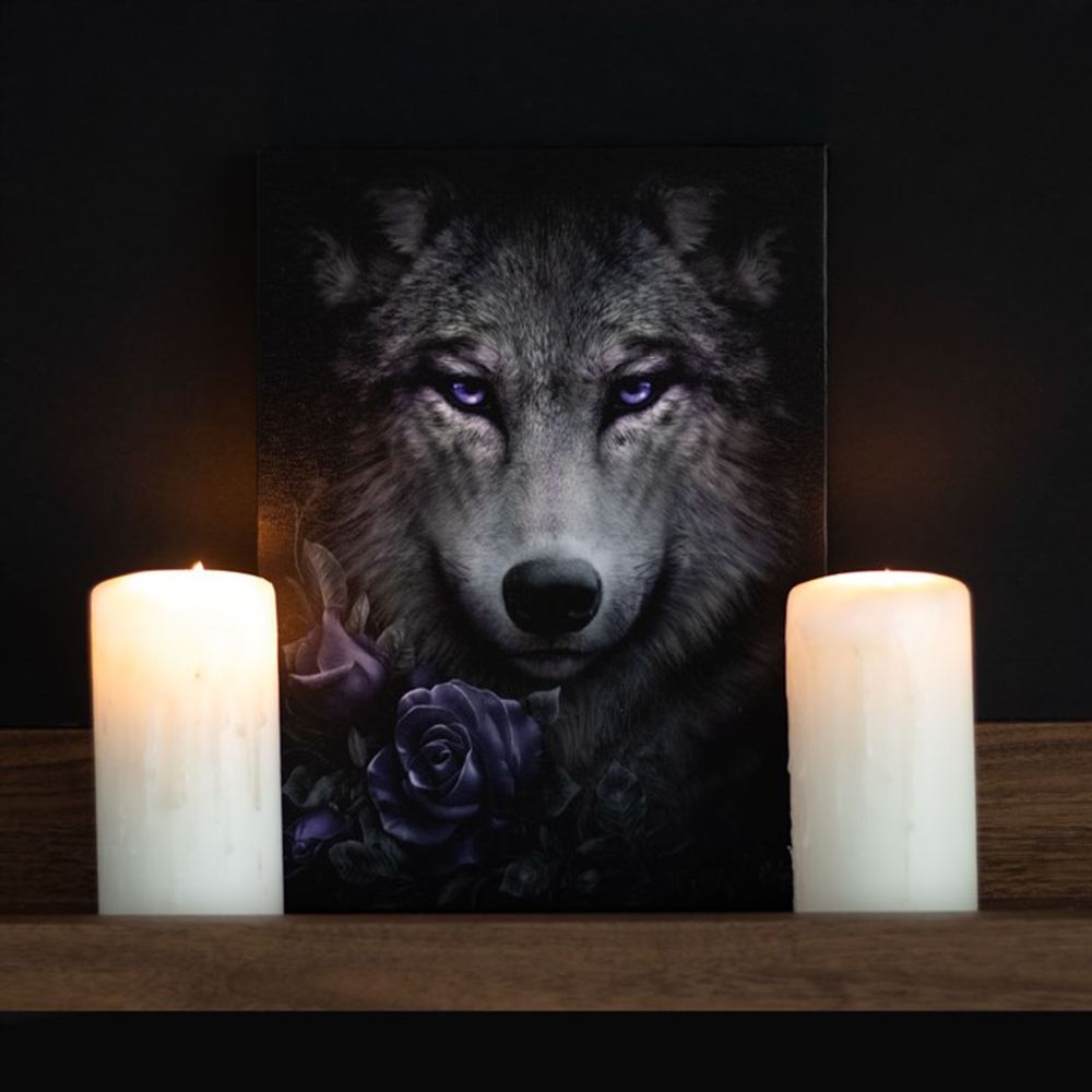 19x25cm Wolf Roses Canvas Plaque by Spiral Direct N/A