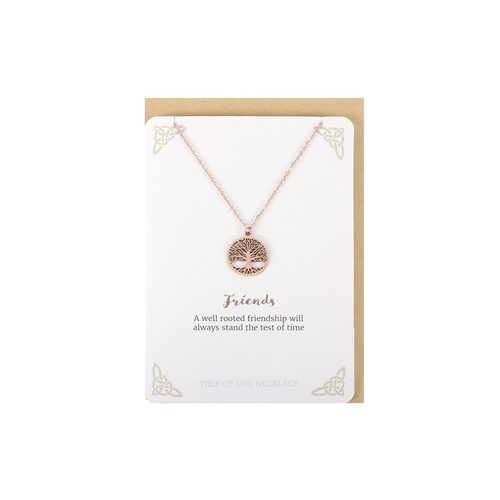 Rose Gold Friends Tree of Life Necklace Card N/A
