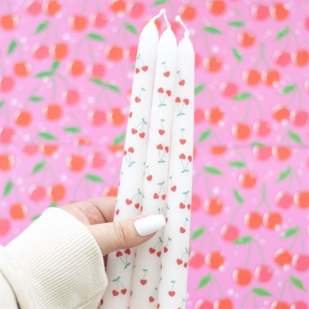 Set of 3 Heart Cherry Taper Candles N/A