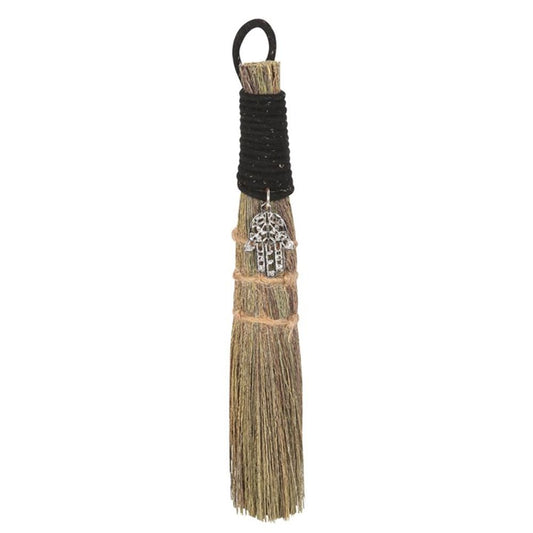 20cm Broom with Hamsa Hand Charm N/A