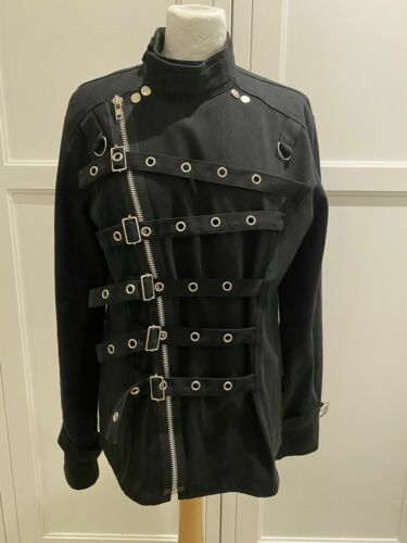 100% Cotton Living Dead Souls Black Jacket Ladies Size M / 12-14 Uk - Punk Goth Living Dead Souls