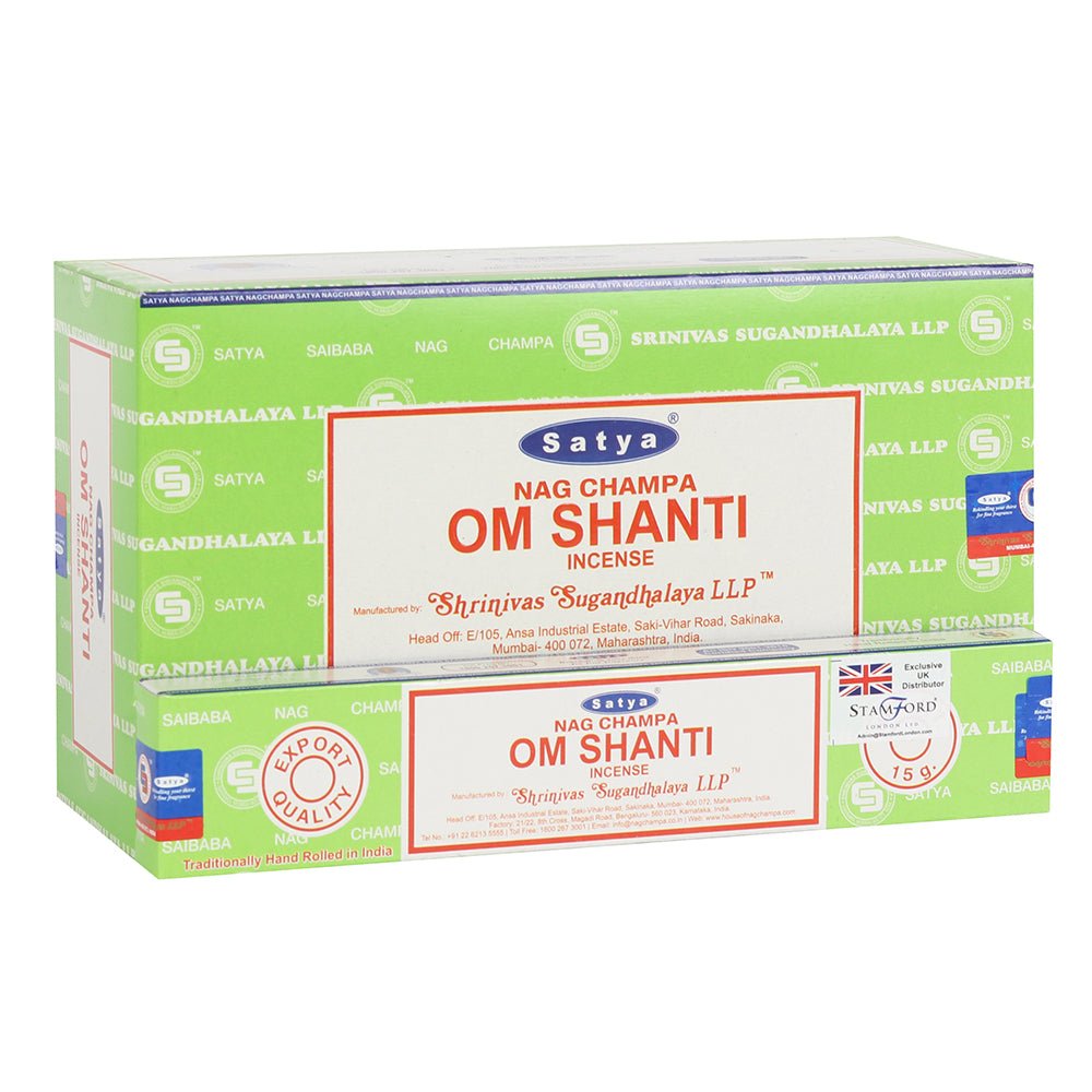 12 Packs of Om Shanti Incense Sticks by Satya Wonkey Donkey Bazaar