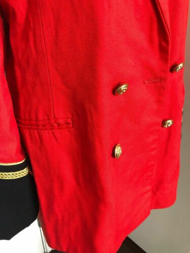 true Vintage Mens Red Wool Military Jacket With Gold Piping Size Large42"CHEST True Vintage