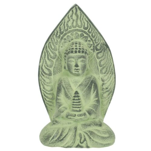 Green Terracotta Buddha Plaque. H:31cm W:18cm D:12cm INDOOR OR OUTDOOR none