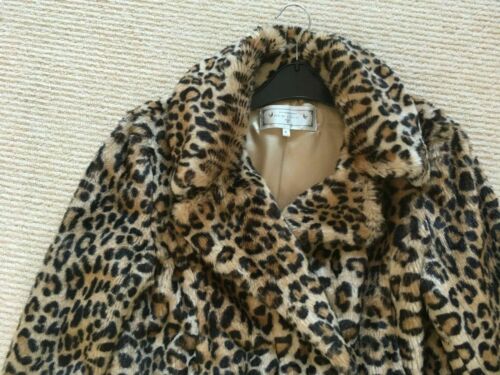 funky Ladies New Look Size 8 Faux fur animal Leopard print soft jacket / coat.  New Look