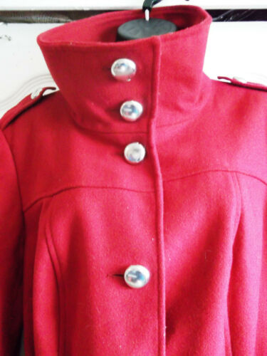 womens woollen red military/steampunk style coat 16 debenhams,brass buttons Debenhams
