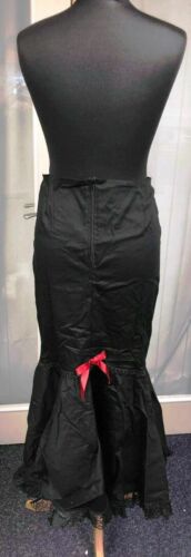 LUSH Phaze Long Stretch Canvas Skirt RED Ribbon New Size 12 goth punk style phaze