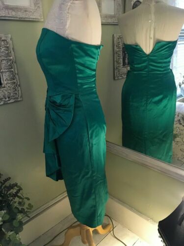 ladies Oasis size 10Satine Bodycone Occasion Dress Xmas Party Emerald.BOW DETAIL Oassis