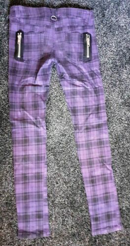 Purple Tartan Punk Trousers - Jawbreaker Size Medium-zips,straps. Jawbreaker