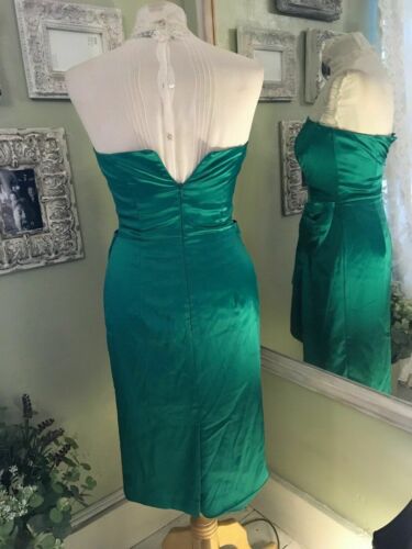 ladies Oasis size 10Satine Bodycone Occasion Dress Xmas Party Emerald.BOW DETAIL Oassis