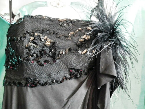 New black 1 strapEVE DRESS/WEDDING/PROM diamante beadwork,feathers size10/12uk none