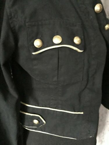 MILITARY/STEAMPUNK/FEST black ladies CROPPED jacket size 10-GOLD EDGIG & BUTTONS Denim & Co.