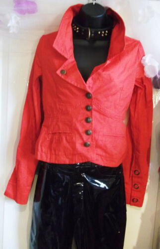 stunning new punkyfish size m red cropped jacket lace-up back-punk/goth/boho. Punkyfish