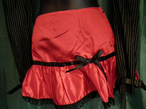 pHAZE Gothic Skirt-RED SATIN, WITH BLACK LACE,ELASTIC WAIST.SIZE8UK PHAZE