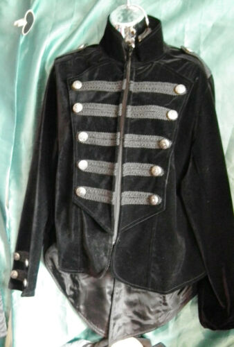 Unisex black velvet brocade Frockcoat Military Dark Star jacket.New.Size s-m /xl Darkstar