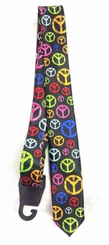 Peace Sign Multicoloured Men's Slim Tie Satin Party Fancy Dress Theme Necktie Standard