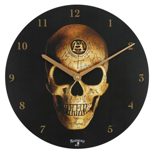 PAGAN/WICCAN/PUNK/GOTH -• Alchemy Omega Skull Clock- H34cm x W34cm x D2.5cm Unbranded