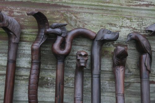 mystic,gothic HAND-CARVED,HAND-MADE viNTAGE SuarWood WalkingStic -DragonHandle Handmade