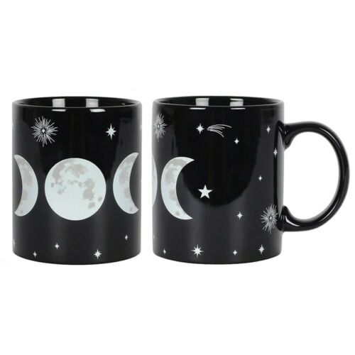Pagan Wiccan NewAge TRIPLE MOON.Black Mug-gift-boxed China.witchey .blessedBE Pagan Wiccc
