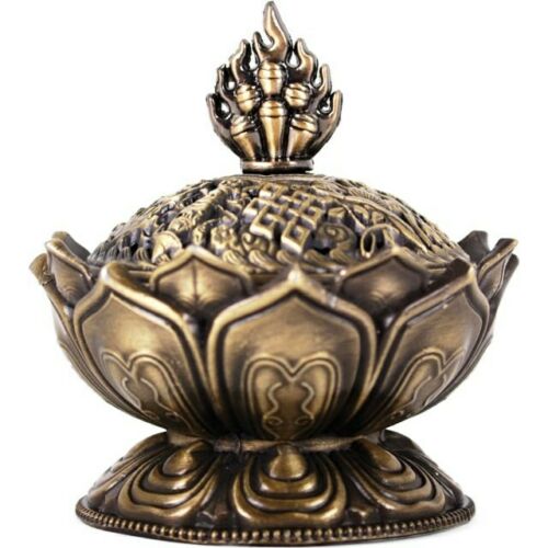 Metal Lotus Incense Cone Holder-BUDDHIST,SPIRITUAL FENG SHUI.H:7.5cmW:6.5cmD:6.5 Unbranded