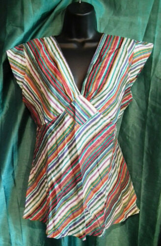 SUMMER TUNIC-BEACH/FESTIVAL/BOHO-pinstripe,capsleeve,TIE WAIST,cotton,lightweigh Boho