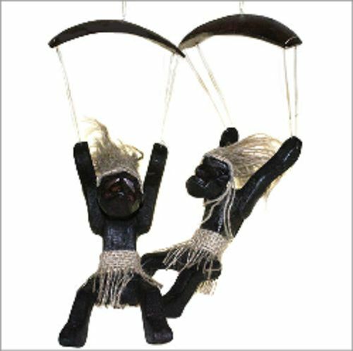 Primitive Art - Men Doing Things Hand carved figures-various poses-PARACHUTIST spirit equinox