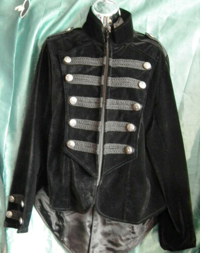 Unisex black velvet brocade Frockcoat Military Dark Star jacket.New.Size s-m /xl Darkstar