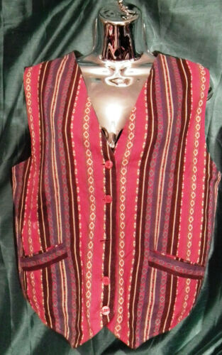 funky Steampunk/TrueVintage mens/unisex red hippy guatamalan Waistcoat-Size42" Unbranded