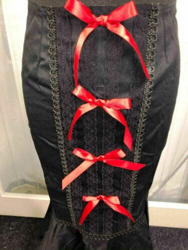 LUSH Phaze Long Stretch Canvas Skirt RED Ribbon New Size 12 goth punk style phaze