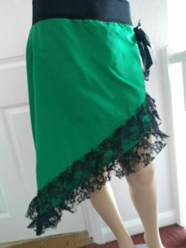 Gothic Black green Lace Angle Skirt Size 8-10 Festival-knee length/diag cut Unbranded