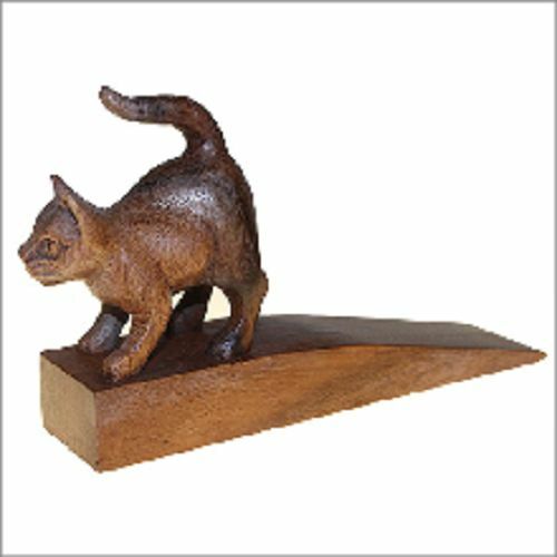 Hand-Carved from 1piece of SUAR wood-Bali Door Stop-LIZARD-OR CAT.L-14cm H-4 cm Unbranded