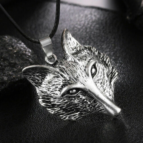 Viking Tibetan Silver Wolf Head Pendant Necklace Amulet Animal Men Jewellery Unbranded