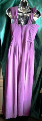 New PURPLE SATIN BALL GOWN/WEDDING/PROM.size10UK? BUST 36"-LONG.FLOWER STRAPS none
