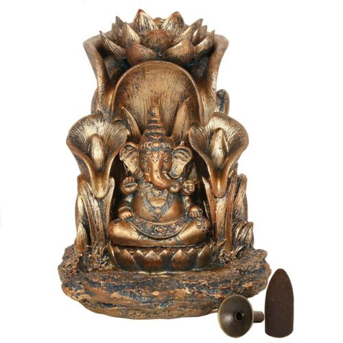 PAGAN/WICCAN/NEW AGE-•Bronze Ganesh Backflow Incense Burner-H:14cm W:12cm D:13CM Unbranded