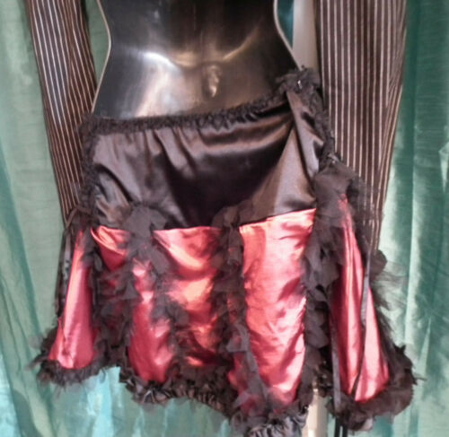 Raven Gothic Skirt-RED SATIN, WITH BLACK LACE,ELASTIC WAIST.SIZE14UK Raven