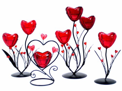 glass Romantic Candleholder/ - Single Heart Flower. perfect gift item Unbranded
