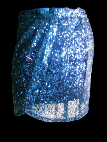 PUNK/BOHO/VINTAGEmidnight blue SEQUINNED CROSSOVER pencil skirt.size10.MISGUIDED Missguided